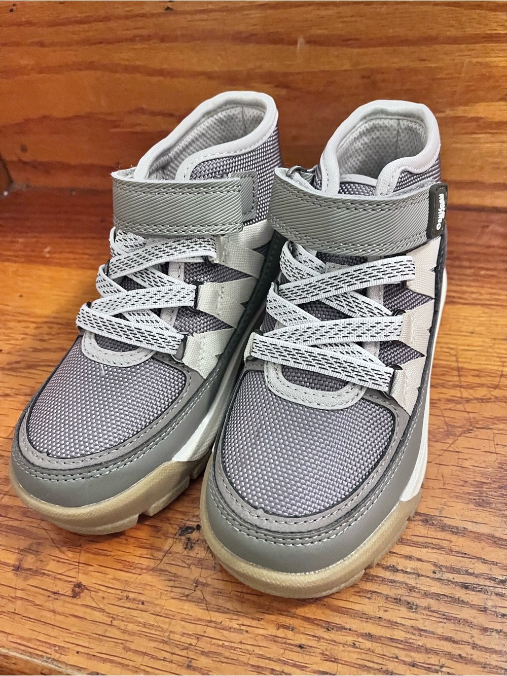 OshKosh B'gosh Gray and White Kids High-Top Sneakers